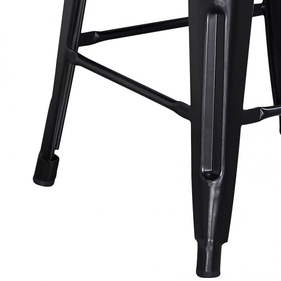 Commercial Grade 24" High Backless Distressed Black Metal Indoor-Outdoor Counter Height Stool