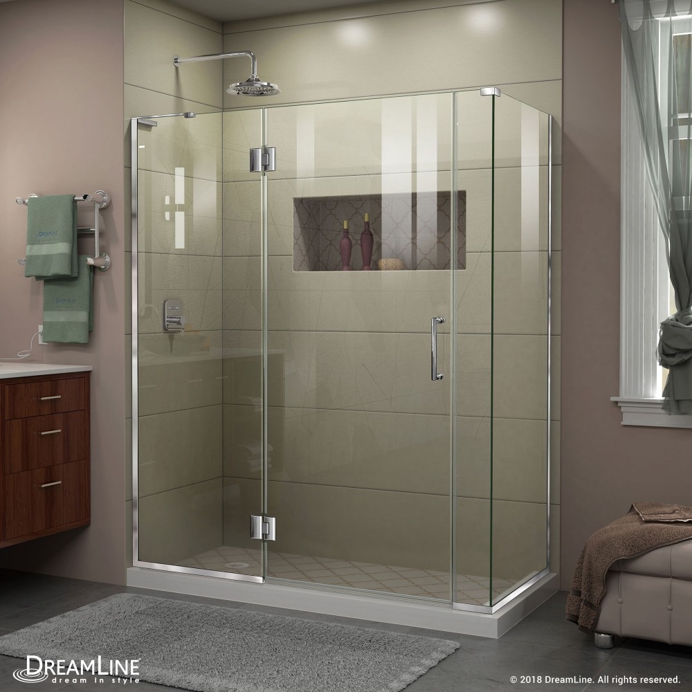 Unidoor-X 57 1/2 in. W x 30 3/8 in. D x 72 in. H Frameless Hinged Shower Enclosure in Chrome Unidoor-X 57 1/2 in. W x 30 3/8 in. D x 72 in. H Frameless Hinged Shower Enclosure in Chrome