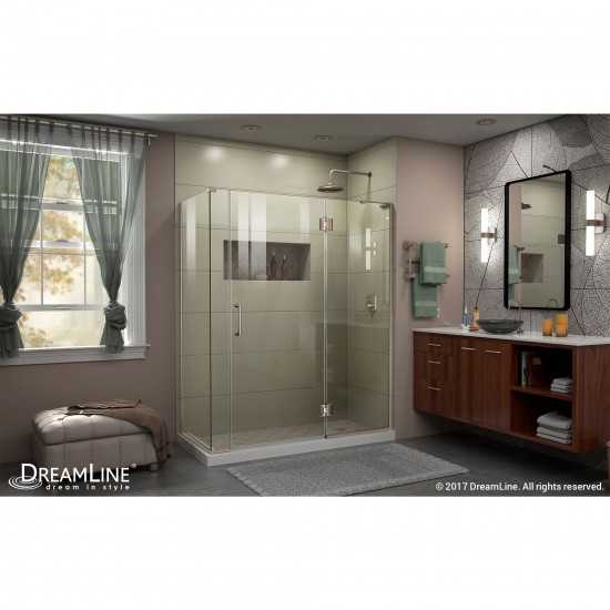 Unidoor-X 57 1/2 in. W x 30 3/8 in. D x 72 in. H Frameless Hinged Shower Enclosure in Brushed Nickel