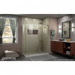 Unidoor-X 57 1/2 in. W x 34 3/8 in. D x 72 in. H Frameless Hinged Shower Enclosure in Brushed Nickel