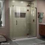 Unidoor-X 57 1/2 in. W x 34 3/8 in. D x 72 in. H Frameless Hinged Shower Enclosure in Oil Rubbed Bronze