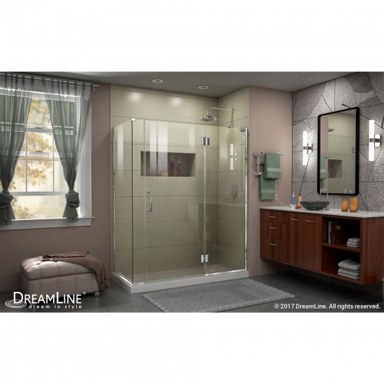 Unidoor-X 58 in. W x 34 3/8 in. D x 72 in. H Frameless Hinged Shower Enclosure in Chrome