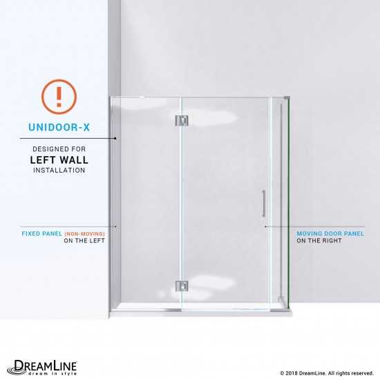 Unidoor-X 58 1/2 in. W x 30 3/8 in. D x 72 in. H Frameless Hinged Shower Enclosure in Chrome