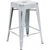 Commercial Grade 24" High Backless Distressed White Metal Indoor-Outdoor Counter Height Stool