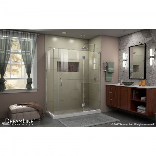 Unidoor-X 59 1/2 in. W x 30 3/8 in. D x 72 in. H Frameless Hinged Shower Enclosure in Chrome