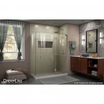 Unidoor-X 59 1/2 in. W x 30 3/8 in. D x 72 in. H Frameless Hinged Shower Enclosure in Brushed Nickel