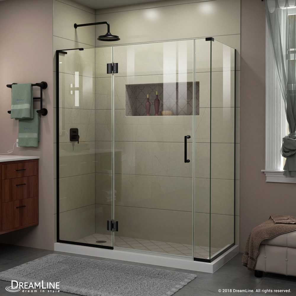 Unidoor-X 59 1/2 in. W x 34 3/8 in. D x 72 in. H Frameless Hinged Shower Enclosure in Satin Black Unidoor-X 59 1/2 in. W x 34 3/8 in. D x 72 in. H Frameless Hinged Shower Enclosure in Satin Black