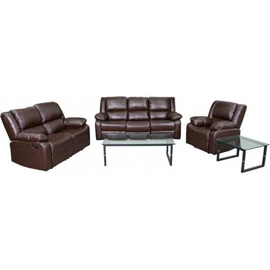 Harmony Series Brown LeatherSoft Reclining Sofa Set