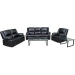 Harmony Series Black LeatherSoft Reclining Sofa Set