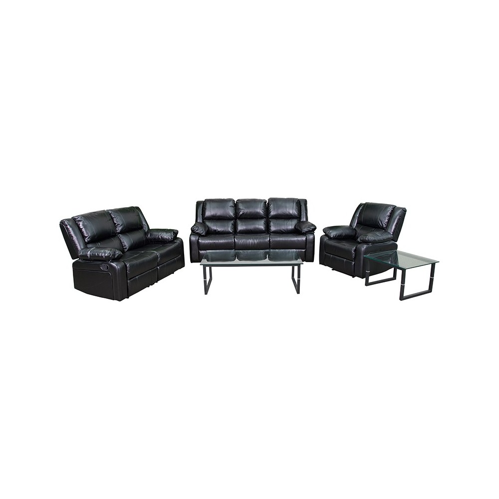 Harmony Series Black LeatherSoft Reclining Sofa Set