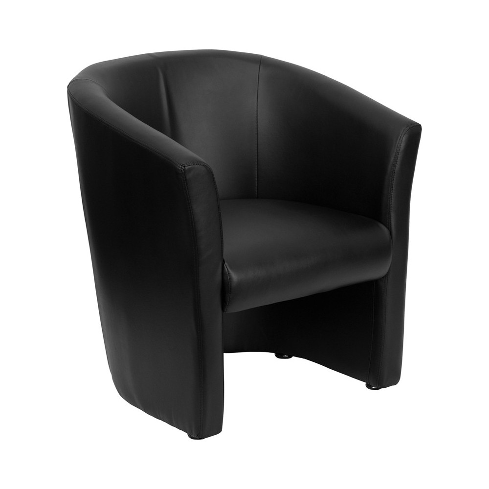 Black LeatherSoft Barrel-Shaped Guest Chair