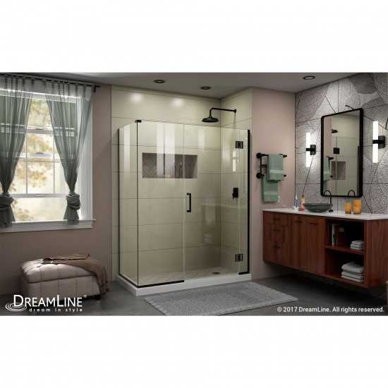 Unidoor-X 35 in. W x 30 3/8 in. D x 72 in. H Frameless Hinged Shower Enclosure in Satin Black