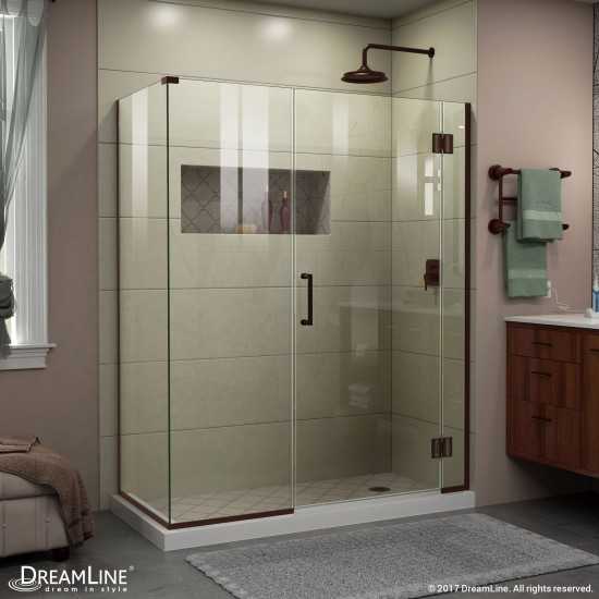 Unidoor-X 35 1/2 in. W x 34 3/8 in. D x 72 in. H Frameless Hinged Shower Enclosure in Oil Rubbed Bronze