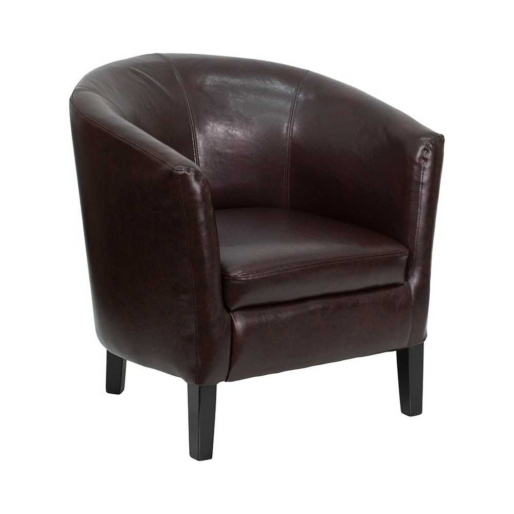 Brown LeatherSoft Barrel Shaped Guest Chair