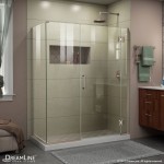 Unidoor-X 51 1/2 in. W x 34 3/8 in. D x 72 in. H Frameless Hinged Shower Enclosure in Brushed Nickel