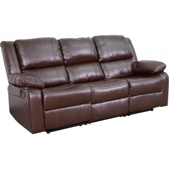 Harmony Series Brown LeatherSoft Sofa with Two Built-In Recliners