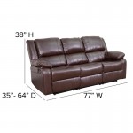 Harmony Series Brown LeatherSoft Sofa with Two Built-In Recliners