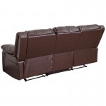 Harmony Series Brown LeatherSoft Sofa with Two Built-In Recliners