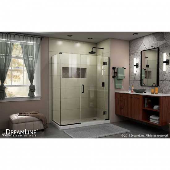 Unidoor-X 36 in. W x 30 3/8 in. D x 72 in. H Frameless Hinged Shower Enclosure in Satin Black