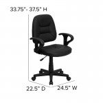 Mid-Back Black Leather Swivel Ergonomic Task Office Chair with Adjustable Arms