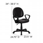 Mid-Back Black LeatherSoft Swivel Ergonomic Task Office Chair with Back Depth Adjustment and Arms