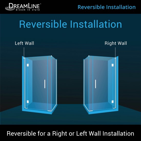 Unidoor-X 39 1/2 in. W x 34 3/8 in. D x 72 in. H Frameless Hinged Shower Enclosure in Brushed Nickel