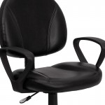 Mid-Back Black LeatherSoft Swivel Ergonomic Task Office Chair with Back Depth Adjustment and Arms