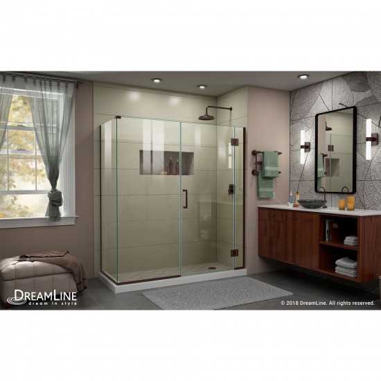 Unidoor-X 63 1/2 in. W x 30 3/8 in. D x 72 in. H Frameless Hinged Shower Enclosure in Oil Rubbed Bronze