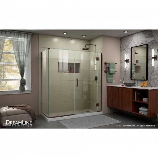 Unidoor-X 63 1/2 in. W x 34 3/8 in. D x 72 in. H Frameless Hinged Shower Enclosure in Oil Rubbed Bronze