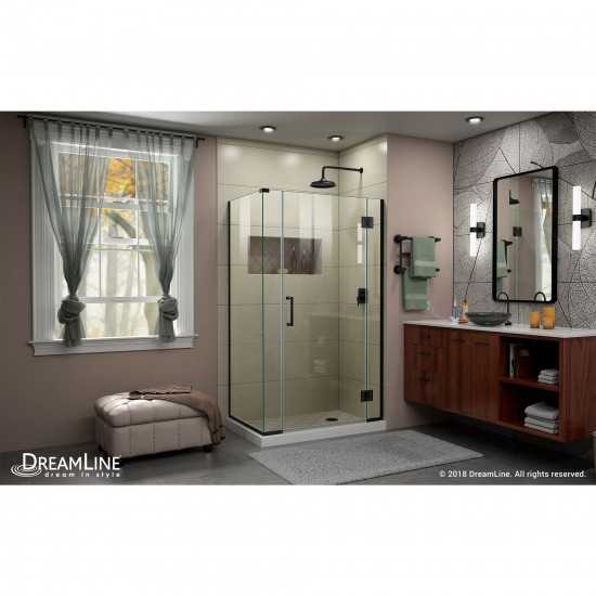 Unidoor-X 40 in. W x 30 3/8 in. D x 72 in. H Frameless Hinged Shower Enclosure in Satin Black