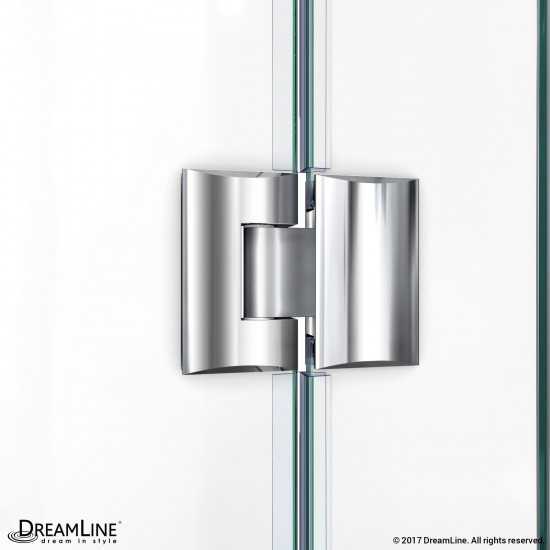 Unidoor-X 40 1/2 in. W x 30 3/8 in. D x 72 in. H Frameless Hinged Shower Enclosure in Chrome