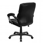 Mid-Back Black LeatherSoft Overstuffed Swivel Task Ergonomic Office Chair with Arms