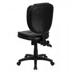 Mid-Back Black LeatherSoft Multifunction Swivel Ergonomic Task Office Chair with Pillow Top Cushioning