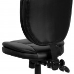 Mid-Back Black LeatherSoft Multifunction Swivel Ergonomic Task Office Chair with Pillow Top Cushioning