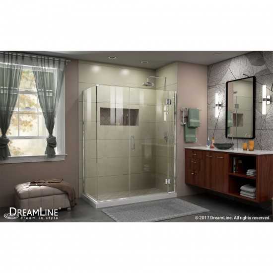 Unidoor-X 57 in. W x 30 3/8 in. D x 72 in. H Frameless Hinged Shower Enclosure in Chrome