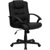 Mid-Back Black LeatherSoft Swivel Task Office Chair with Arms