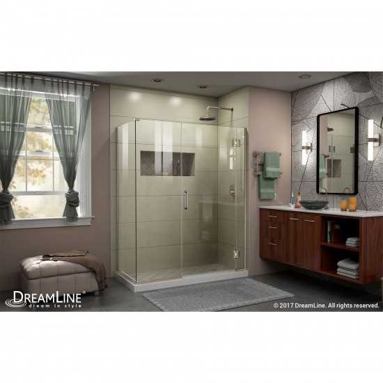 Unidoor-X 57 1/2 in. W x 30 3/8 in. D x 72 in. H Frameless Hinged Shower Enclosure in Brushed Nickel