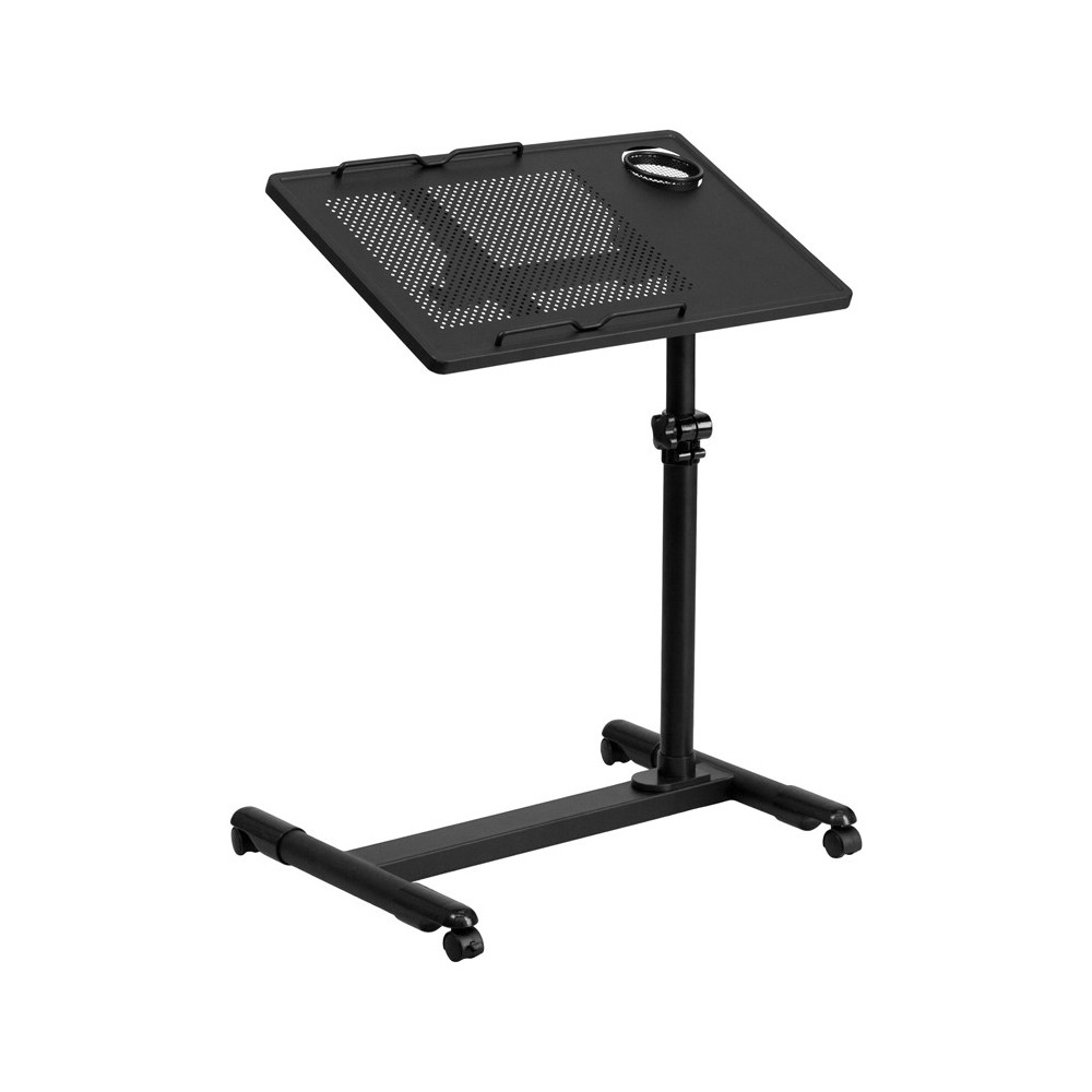 Black Adjustable Height Steel Mobile Computer Desk