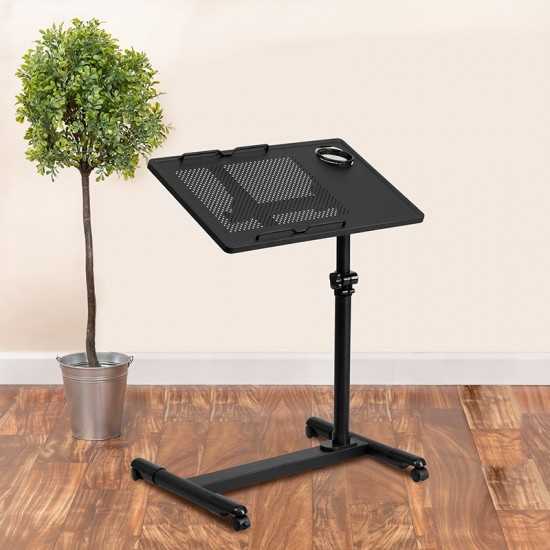 Black Adjustable Height Steel Mobile Computer Desk