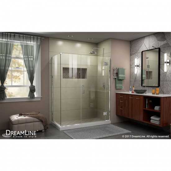 Unidoor-X 58 in. W x 30 3/8 in. D x 72 in. H Frameless Hinged Shower Enclosure in Chrome