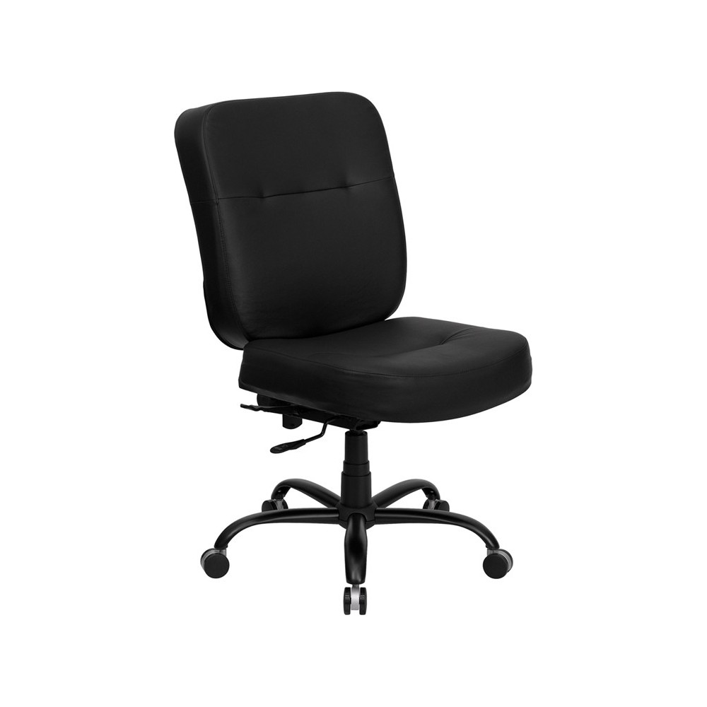 Big & Tall 400 lb. Rated Black LeatherSoft Executive Swivel Ergonomic Office Chair with Rectangle Back