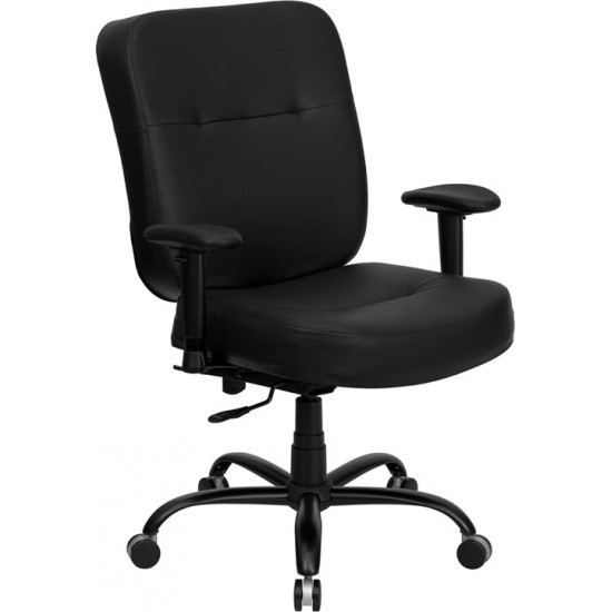 Big & Tall 400 lb. Rated Black LeatherSoft Executive Ergonomic Office Chair with Adjustable Arms