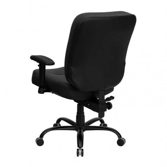 Big & Tall 400 lb. Rated Black LeatherSoft Executive Ergonomic Office Chair with Adjustable Arms