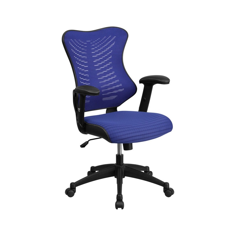 High Back Designer Blue Mesh Executive Swivel Ergonomic Office Chair with Adjustable Arms