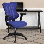 High Back Designer Blue Mesh Executive Swivel Ergonomic Office Chair with Adjustable Arms