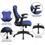 High Back Designer Blue Mesh Executive Swivel Ergonomic Office Chair with Adjustable Arms