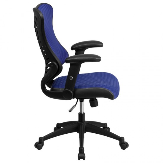 High Back Designer Blue Mesh Executive Swivel Ergonomic Office Chair with Adjustable Arms