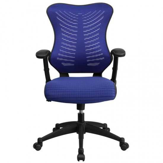 High Back Designer Blue Mesh Executive Swivel Ergonomic Office Chair with Adjustable Arms