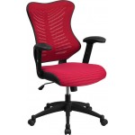 High Back Designer Burgundy Mesh Executive Swivel Ergonomic Office Chair with Adjustable Arms