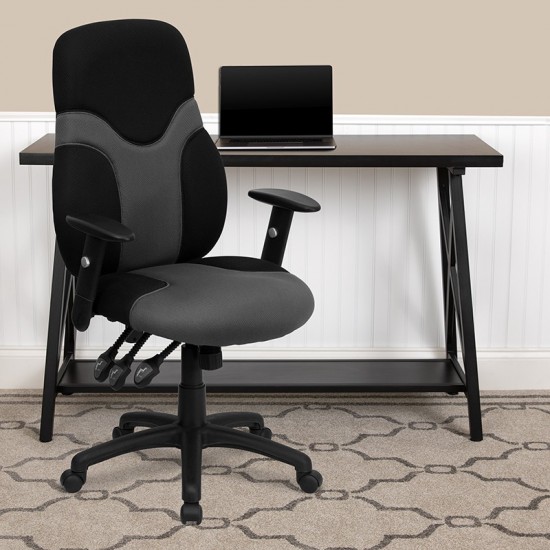 High Back Ergonomic Black and Gray Mesh Swivel Task Office Chair with Adjustable Arms